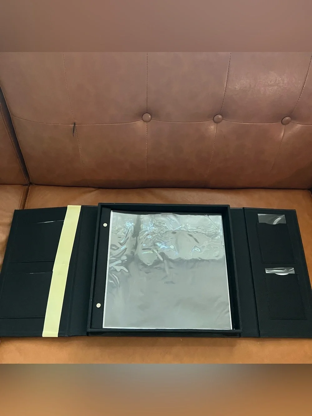 Recollections Black Faux Leather Gatefold Photo Album with White Stitching